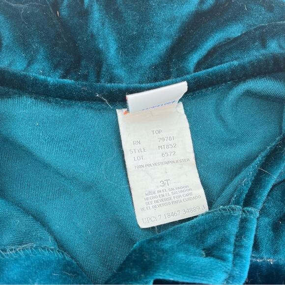 Vintage McKids Green Velvet Embroidered Floral Button Down Collared Top Size 3T - Picture 4 of 8